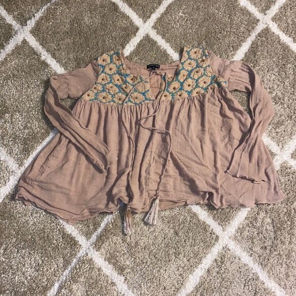 Happy Few Long Sleeve Boho Beaded Blouse - Picture 1 of 7